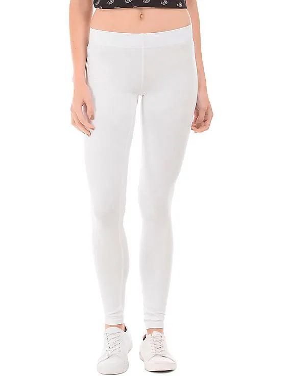 Aeropostale Solid Cotton Spandex Leggings