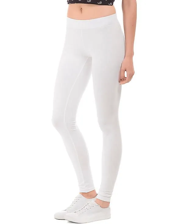 Aeropostale Solid Cotton Spandex Leggings