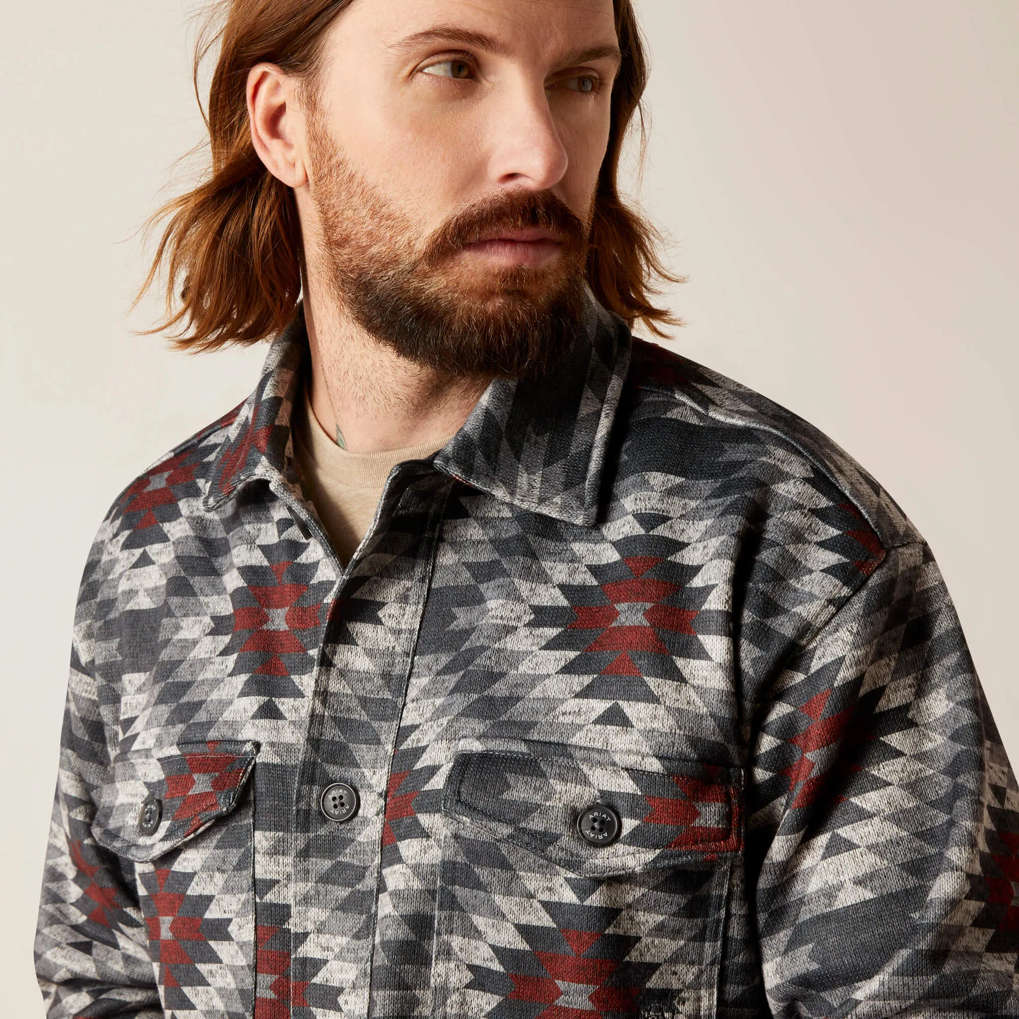 Ariat: Caldwell Printed Charcoal Grey Shirt Jacket