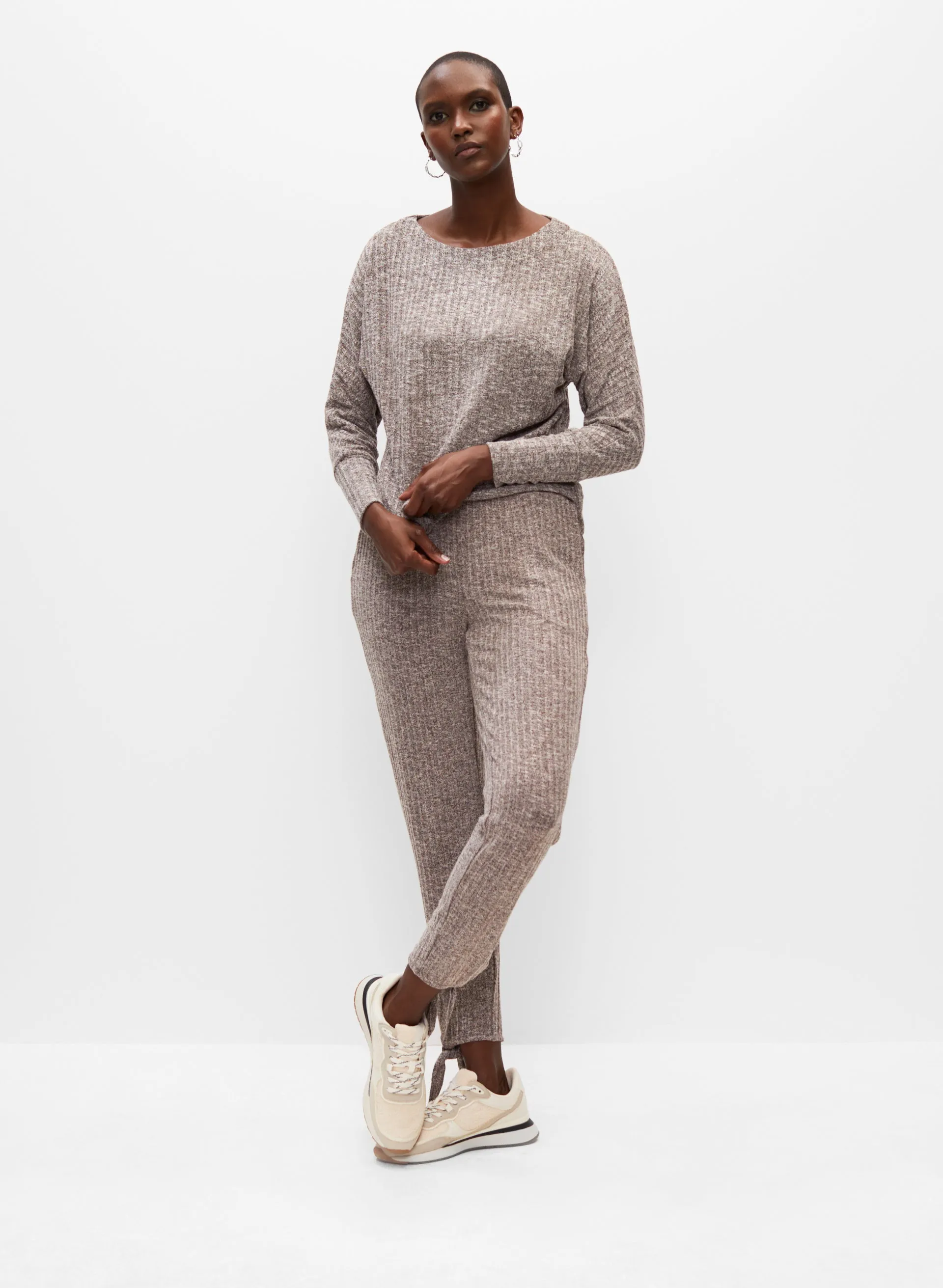 Asymmetrical Melange Knit Tunic