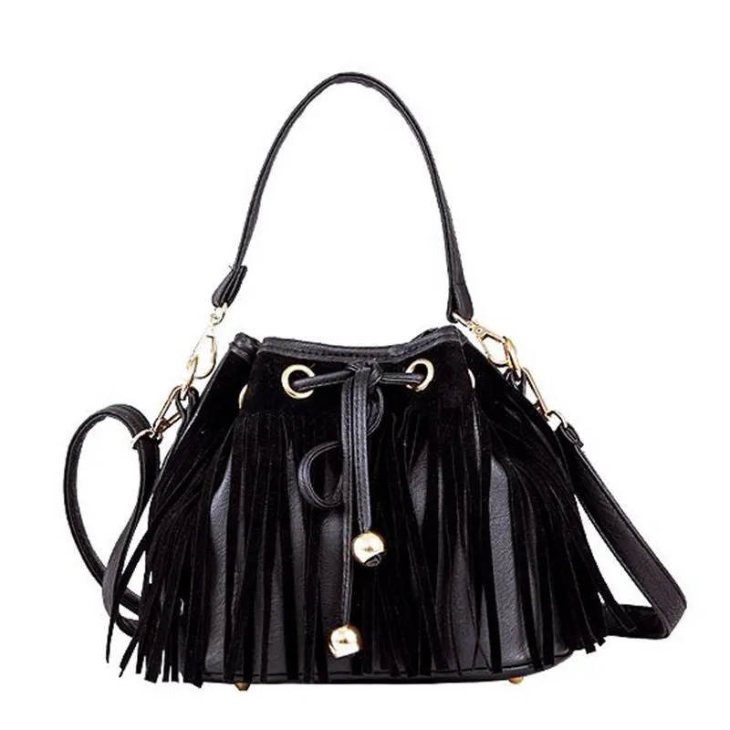 Bags Handbags Women Famous s PU Leather Tassel Messenger Cross Body Bucket Shoulder Bag bolsos femenina