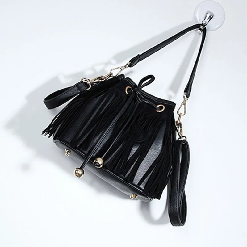 Bags Handbags Women Famous s PU Leather Tassel Messenger Cross Body Bucket Shoulder Bag bolsos femenina