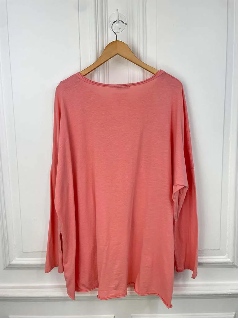 Basic Long Sleeve Slub Top - Watermelon