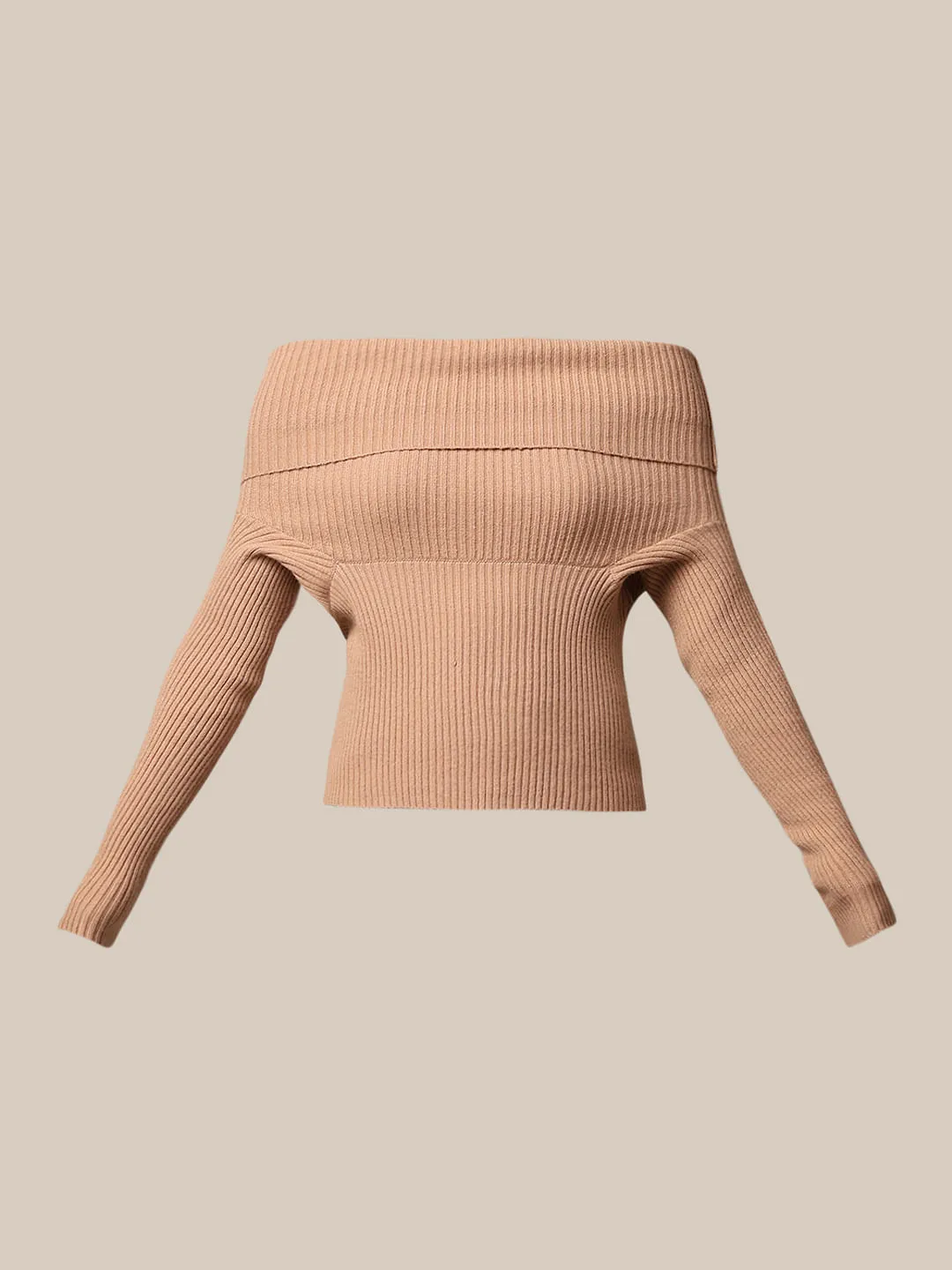 Beige Off-Shoulder Pullover