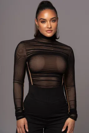 Black Santiana Turtleneck Top