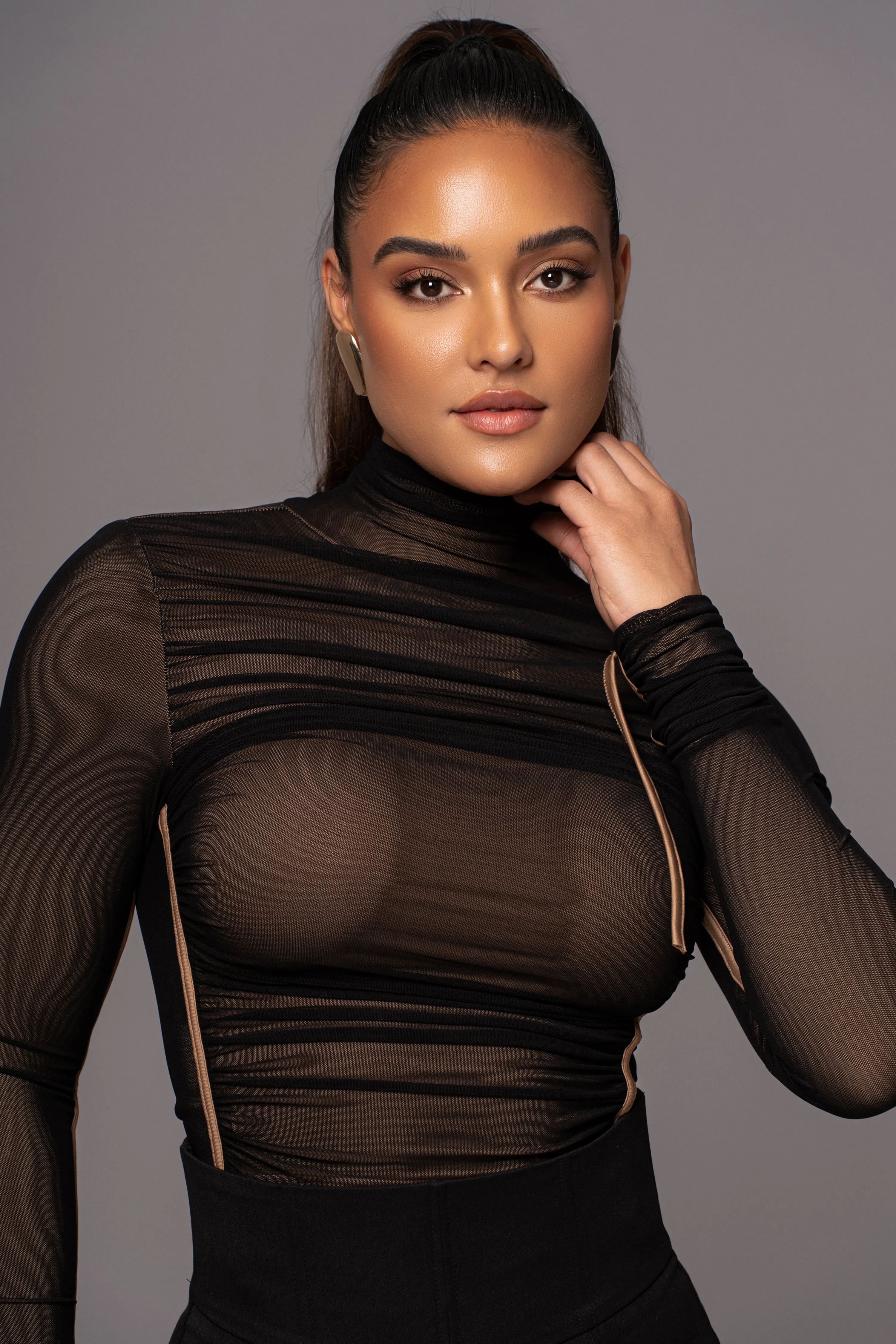 Black Santiana Turtleneck Top