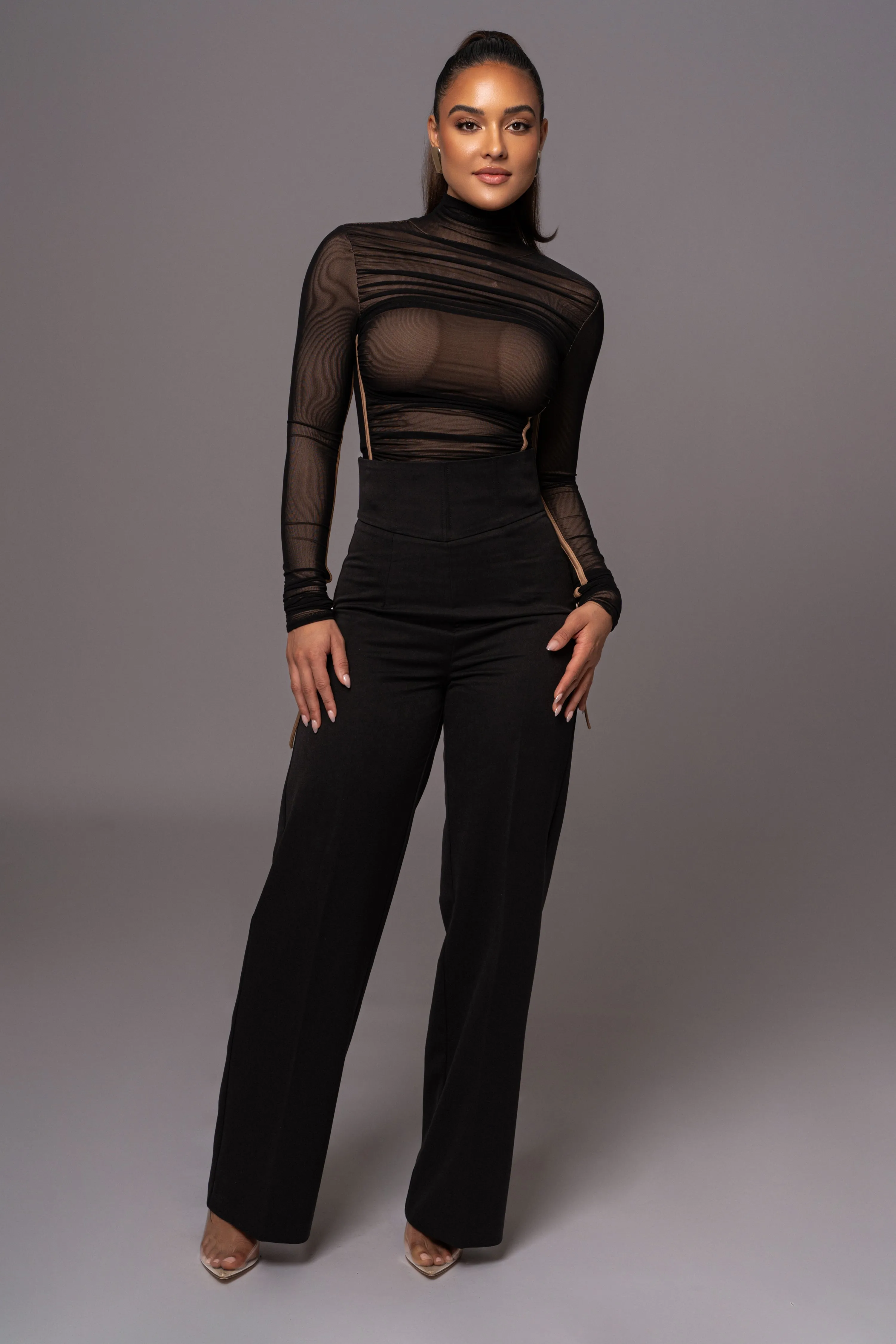 Black Santiana Turtleneck Top