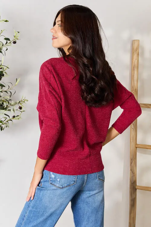 BOMBOM Drop Shoulder Long Sleeve Blouse