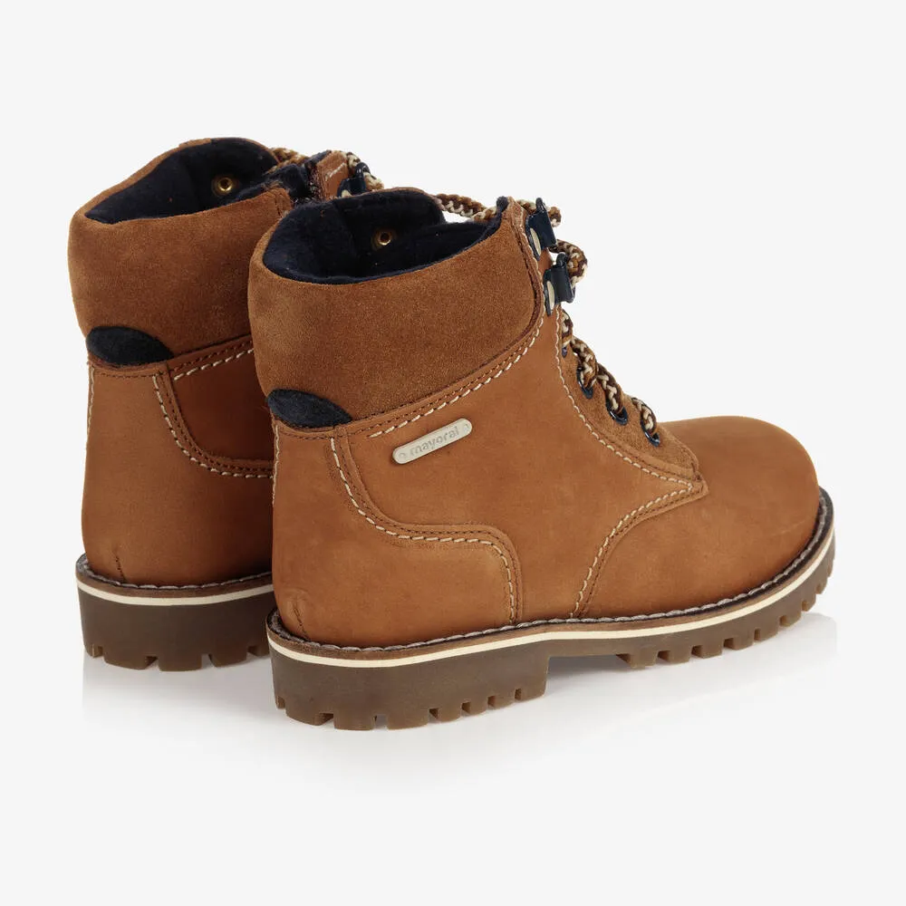 Boys Brown Leather Ankle Boots