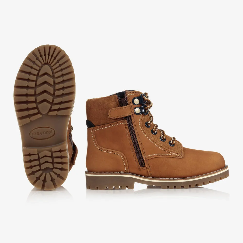 Boys Brown Leather Ankle Boots