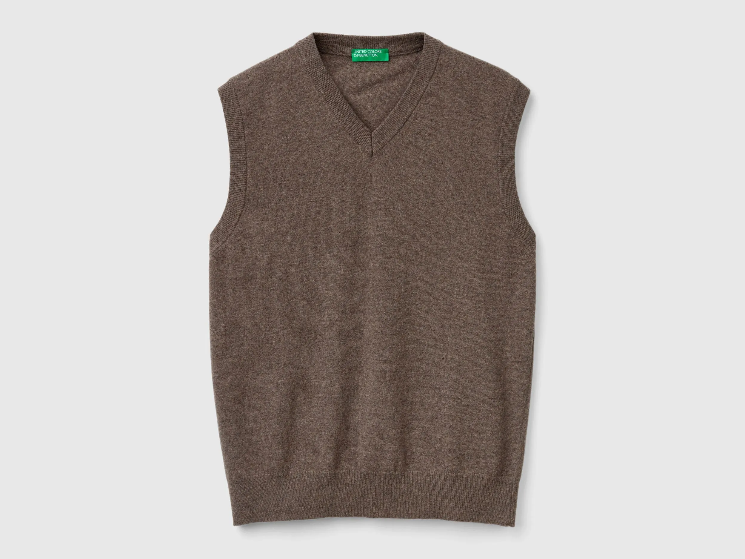 Brown vest in pure Merino wool - Dark Brown | Benetton