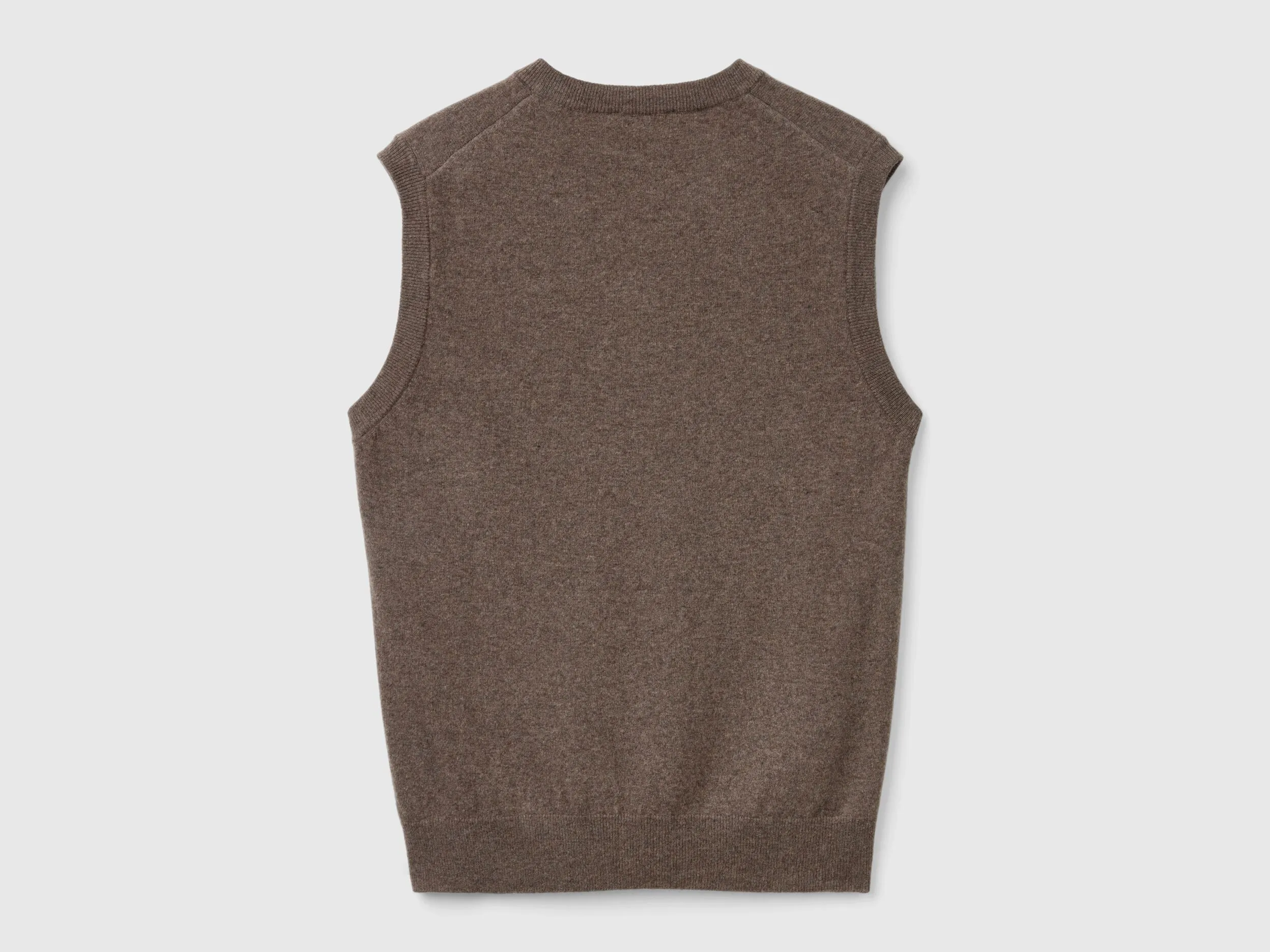 Brown vest in pure Merino wool - Dark Brown | Benetton