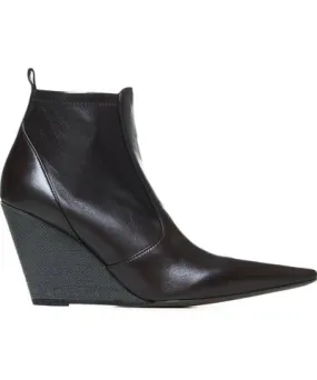 Brunello Cucinelli Leather ankle boots with wedge