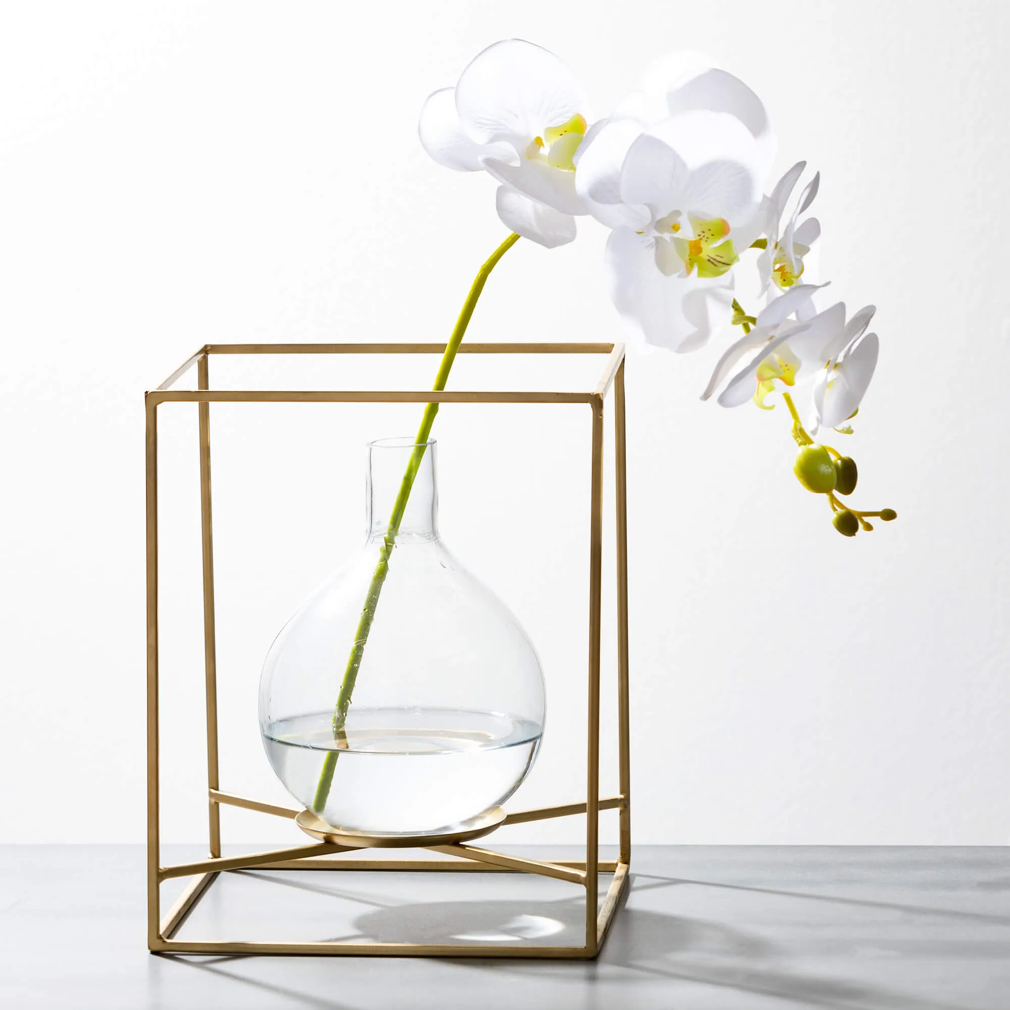 Brushed Gold Framed Glass Vase