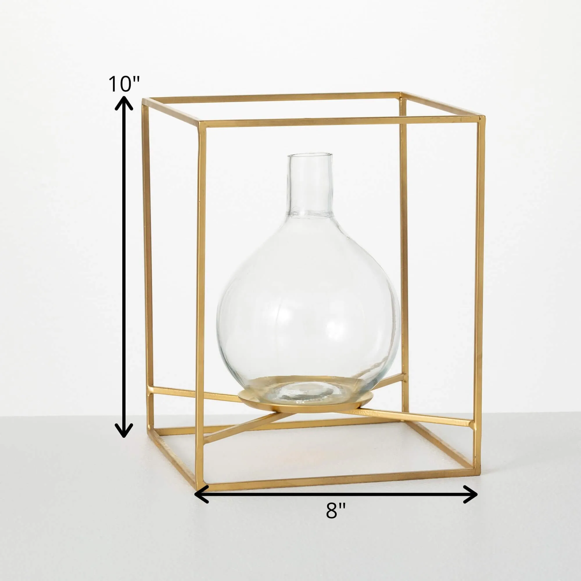 Brushed Gold Framed Glass Vase