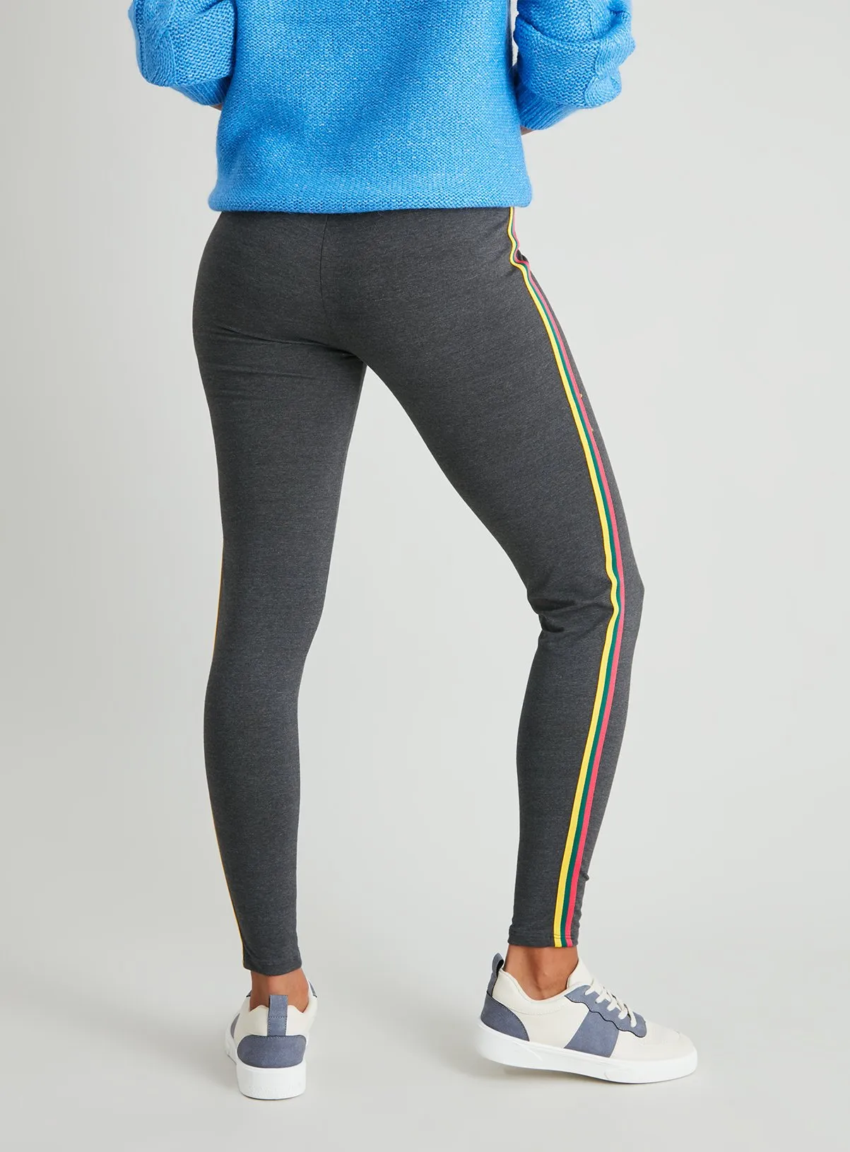 Buy Grey Rainbow Side Stripe Leggings - 10 | Leggings | Tu