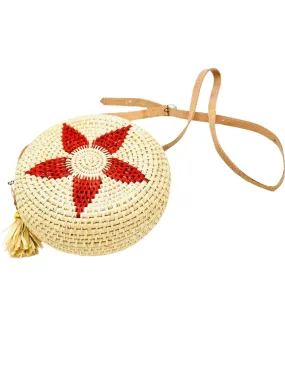 Carmel Crochet Round Flower Crossbody Bag with Tassel Zipper Pull