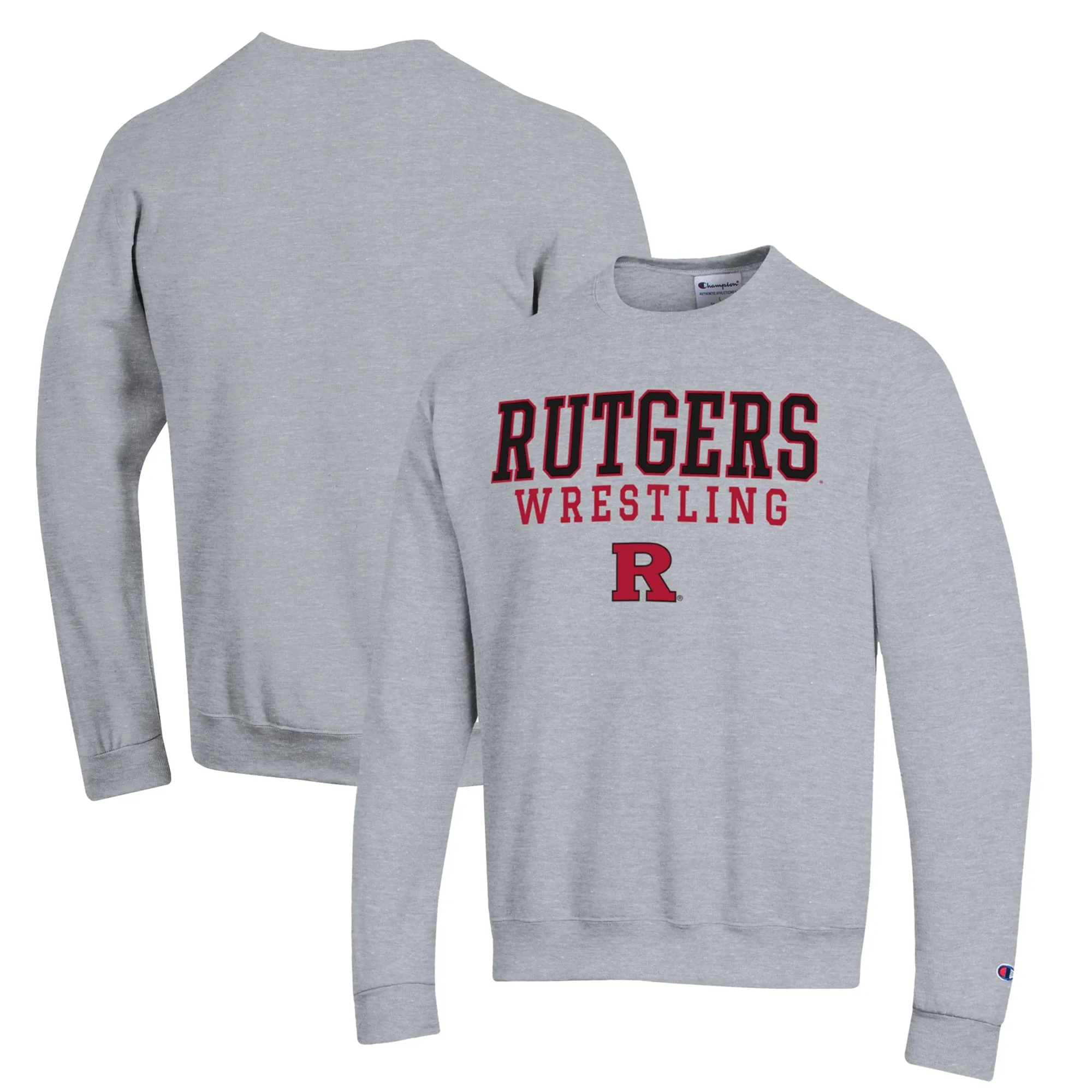 Champion Rutgers Scarlet Knights Gray Wrestling Stack Powerblend Pullover Sweatshirt