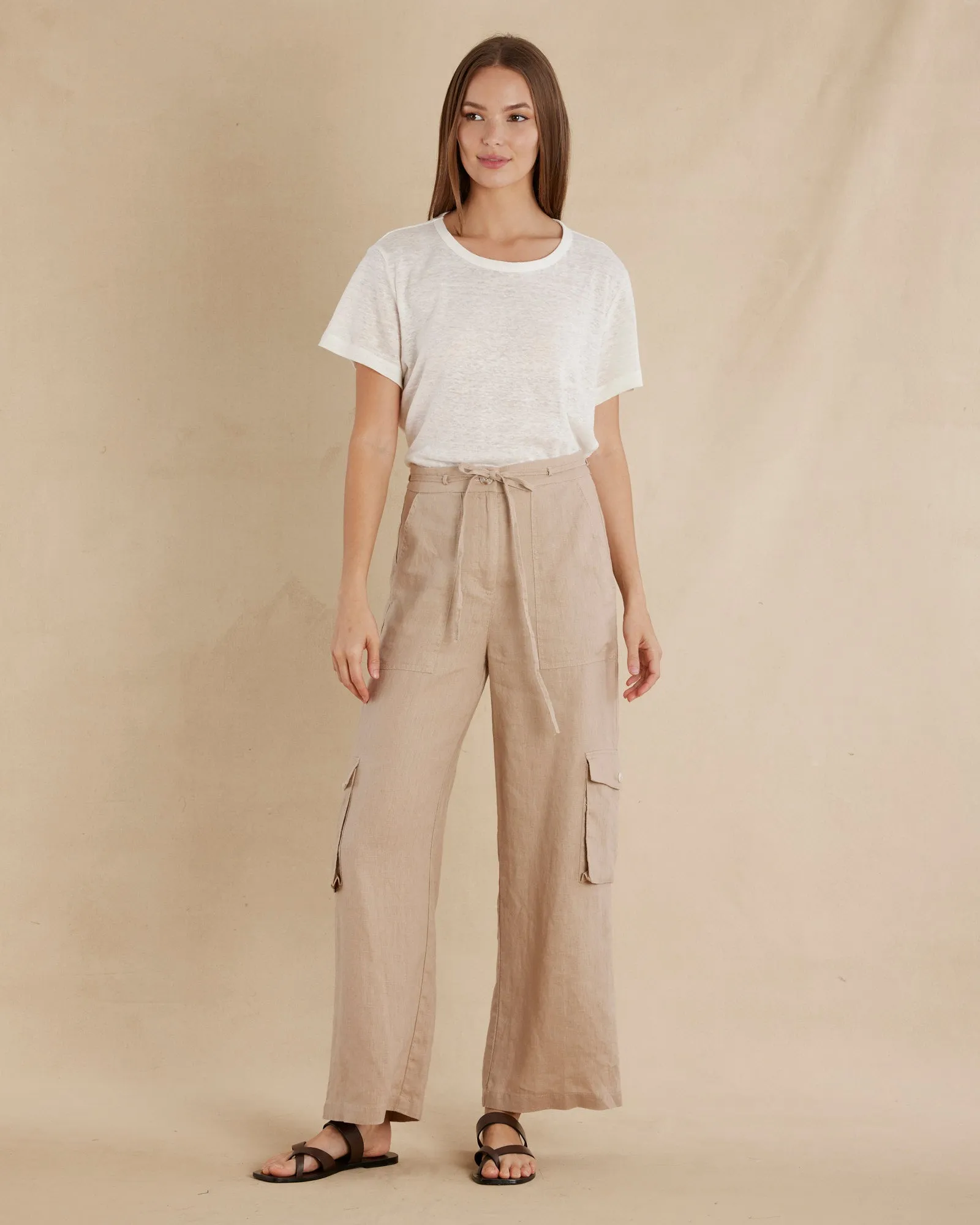 Ciel Linen Cargo Pant - Sand