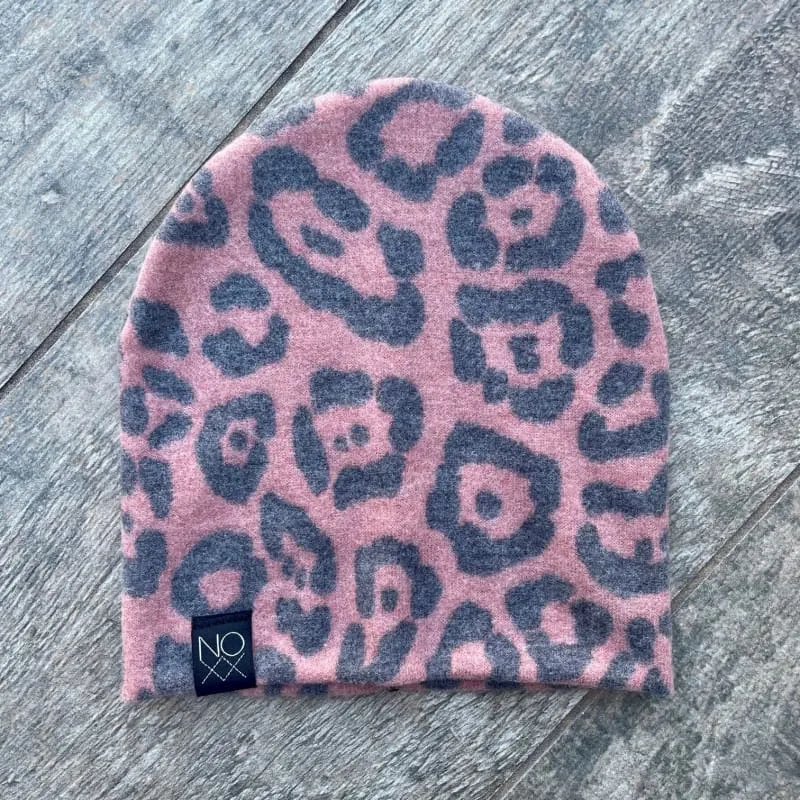 Clay/Black Cheetah Print | Cozy Sweater Knit Beanie