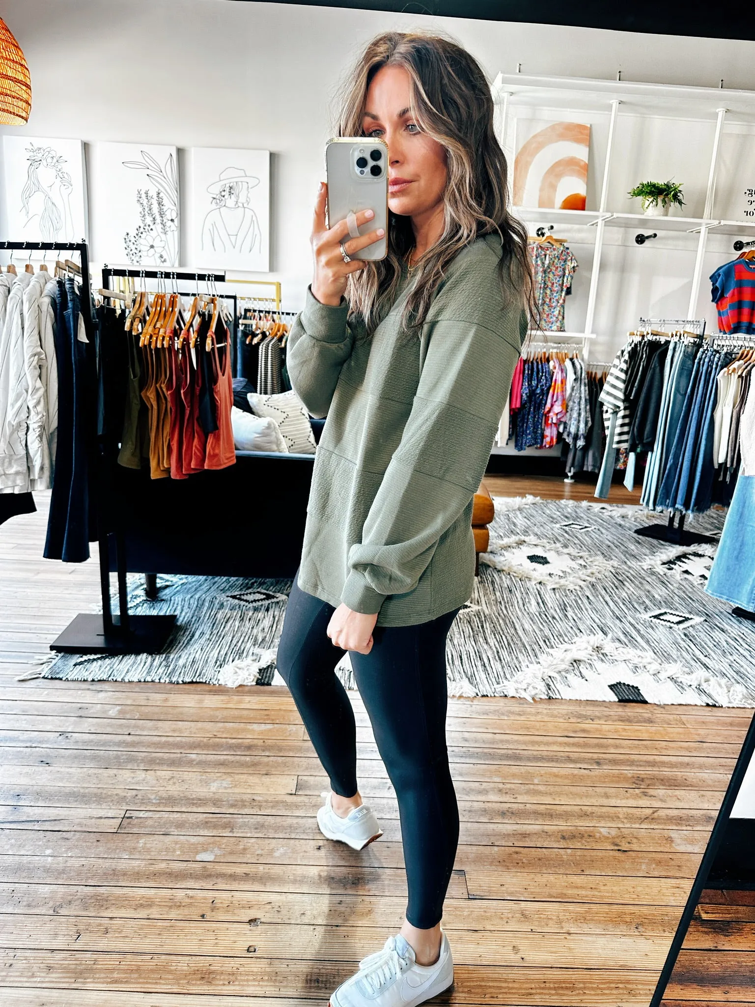 Colorblock Long Sleeve Textured Top-2 Colors