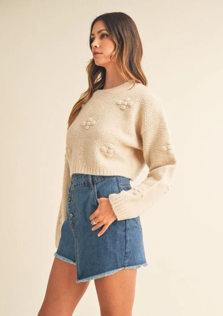 Cropped Cream Knit Jumper Rosie