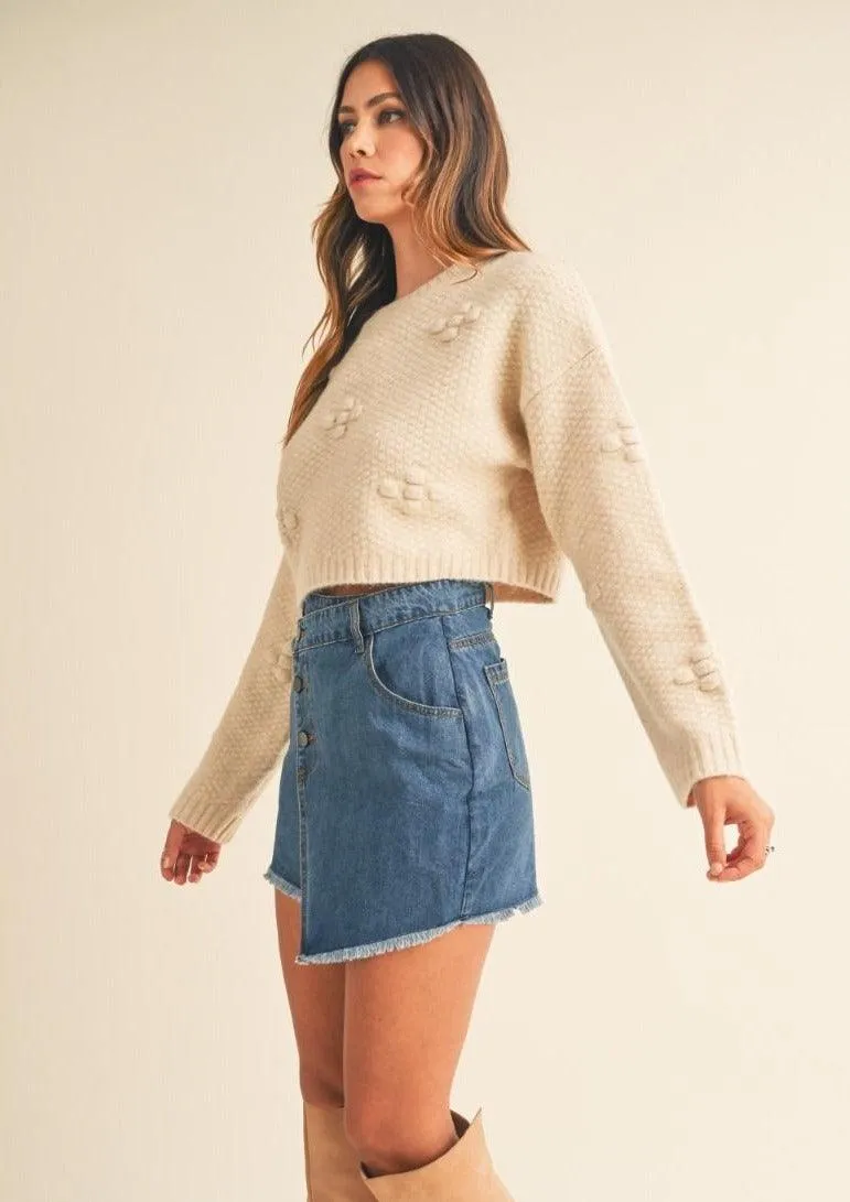 Cropped Cream Knit Jumper Rosie