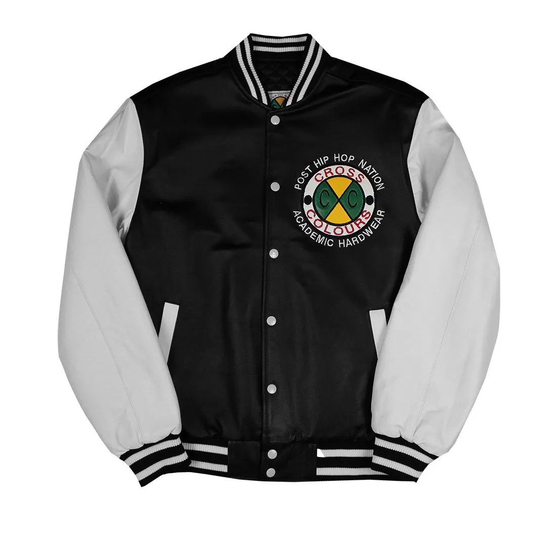 Cross Colours  Cross Colours Do Baseball Leather Jacket - /White