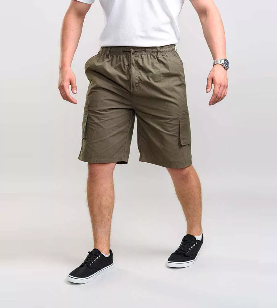 D555 Mens Khaki Cargo Short With Shaped Leg Pockets (NICK)