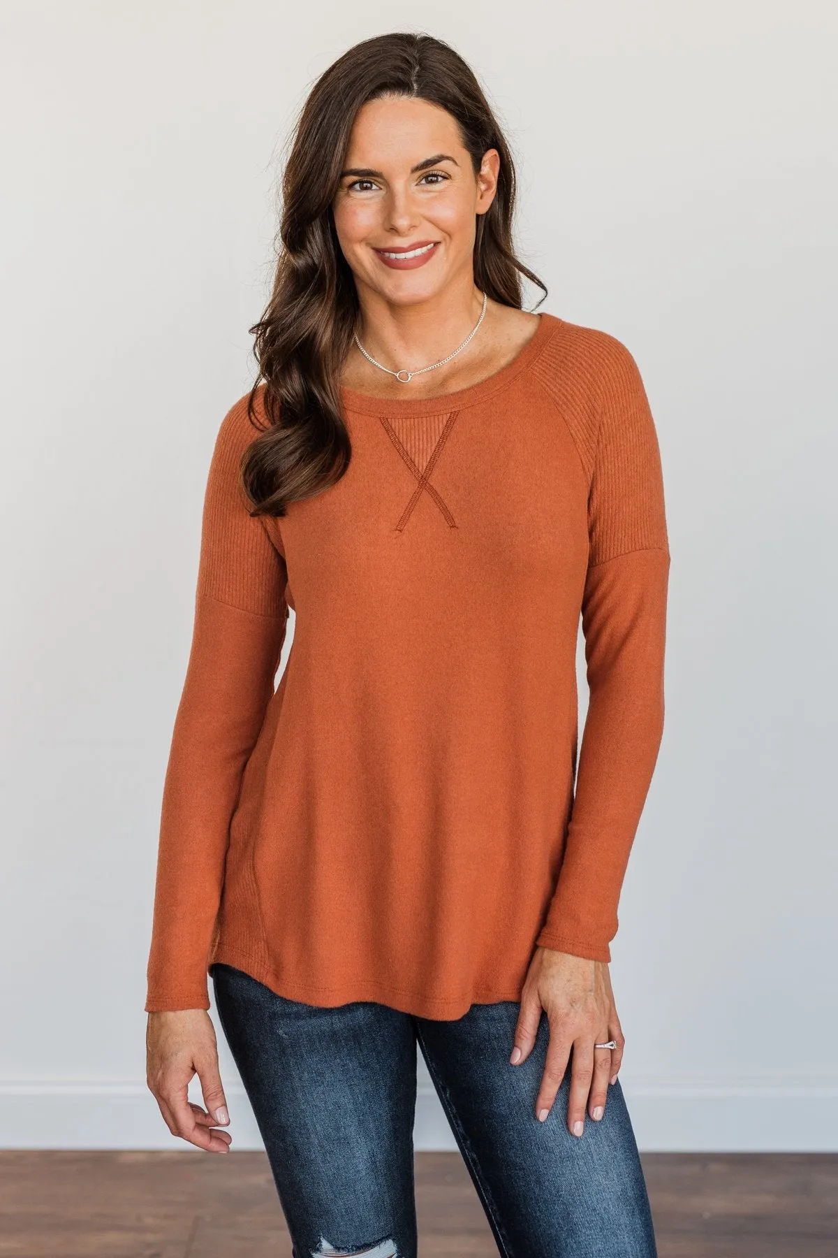 Dreaming About Fall Long Sleeve Top- Burnt Orange