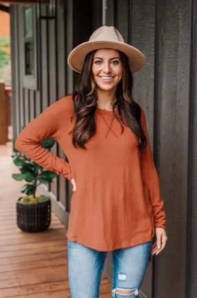 Dreaming About Fall Long Sleeve Top- Burnt Orange