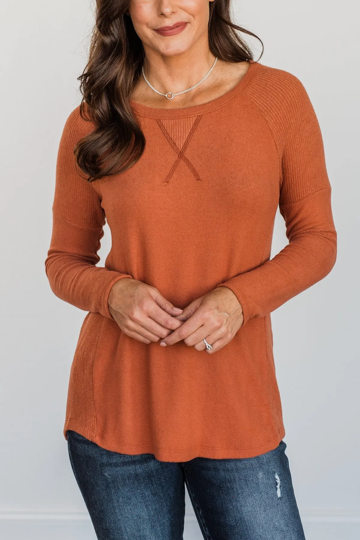 Dreaming About Fall Long Sleeve Top- Burnt Orange