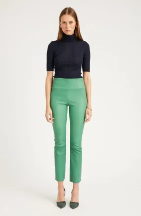 Evergreen Leather Crop Flare Leggings