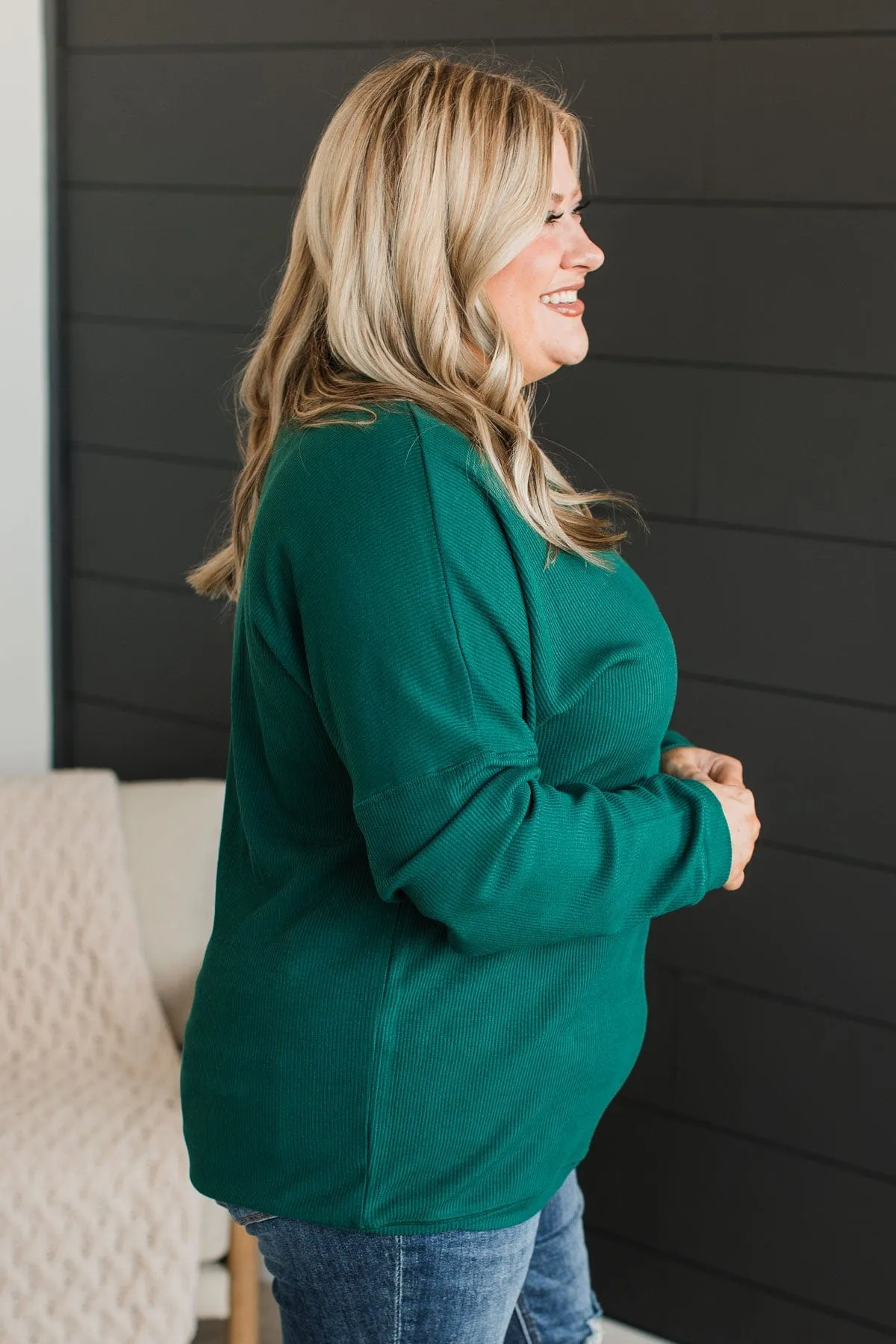 Express It All Knit Pullover Top- Hunter Green