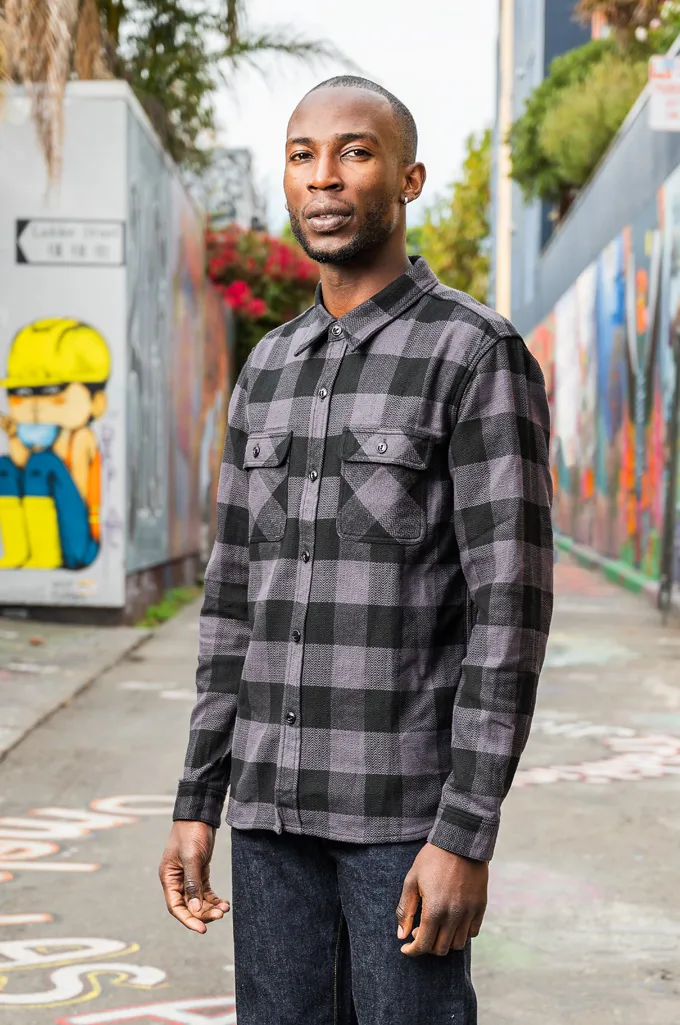 Flat Head “AGEISM” Heavy Winter Flannel Workshirt - Gray/Black