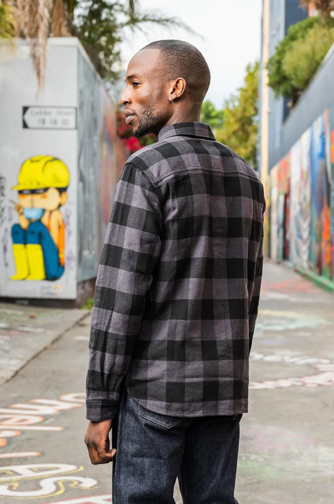 Flat Head “AGEISM” Heavy Winter Flannel Workshirt - Gray/Black