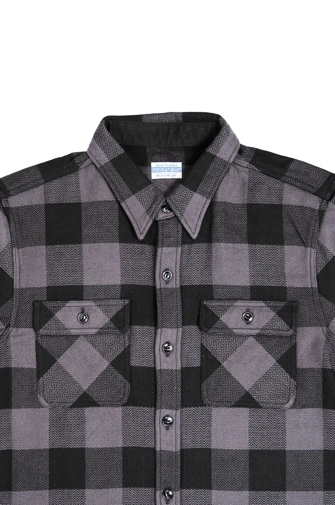 Flat Head “AGEISM” Heavy Winter Flannel Workshirt - Gray/Black