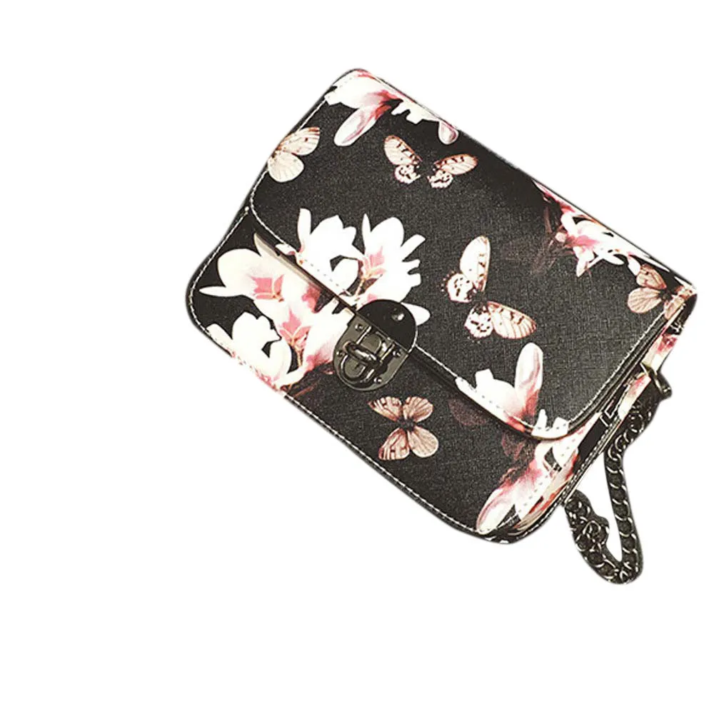 Floral women bag Leather Chain feminina messenger bags hbags famousSingle crossbody Shoulder Lady's bolsos mujer