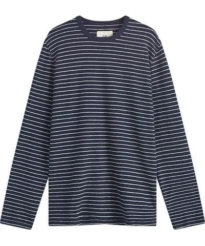 Folk Men's Long Sleeve Textured Stripe T-Shirt