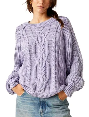 Free People Frankie Cable Knit Sweater in Heavenly Lavender