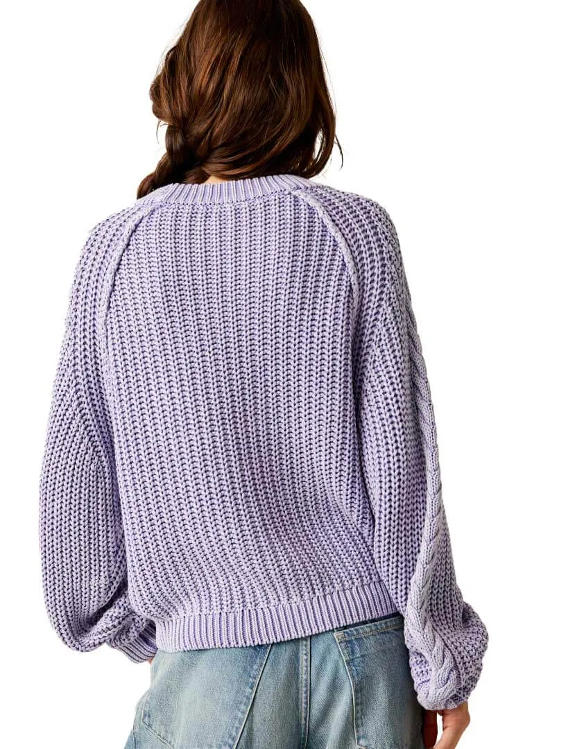 Free People Frankie Cable Knit Sweater in Heavenly Lavender