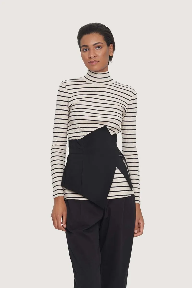 Globe stripe turtleneck blouse