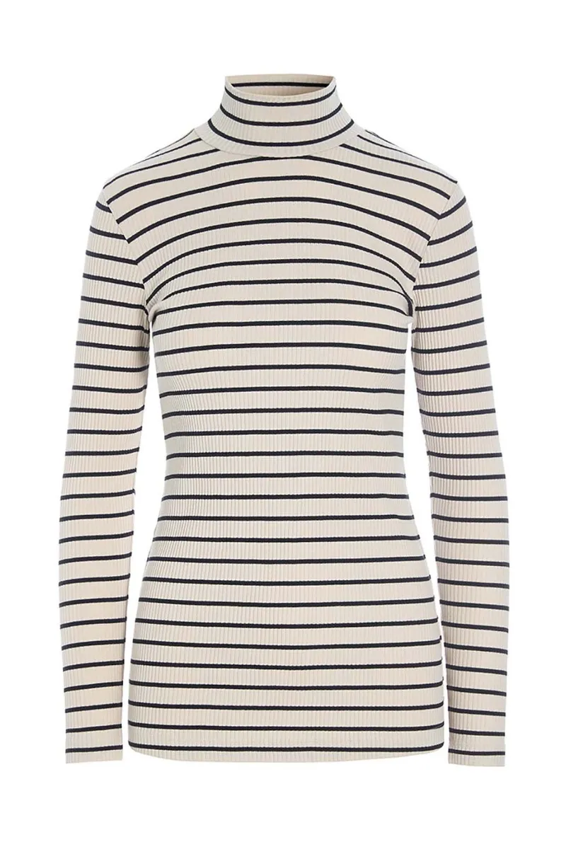 Globe stripe turtleneck blouse