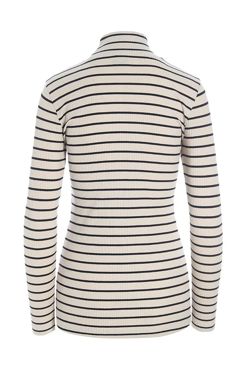 Globe stripe turtleneck blouse