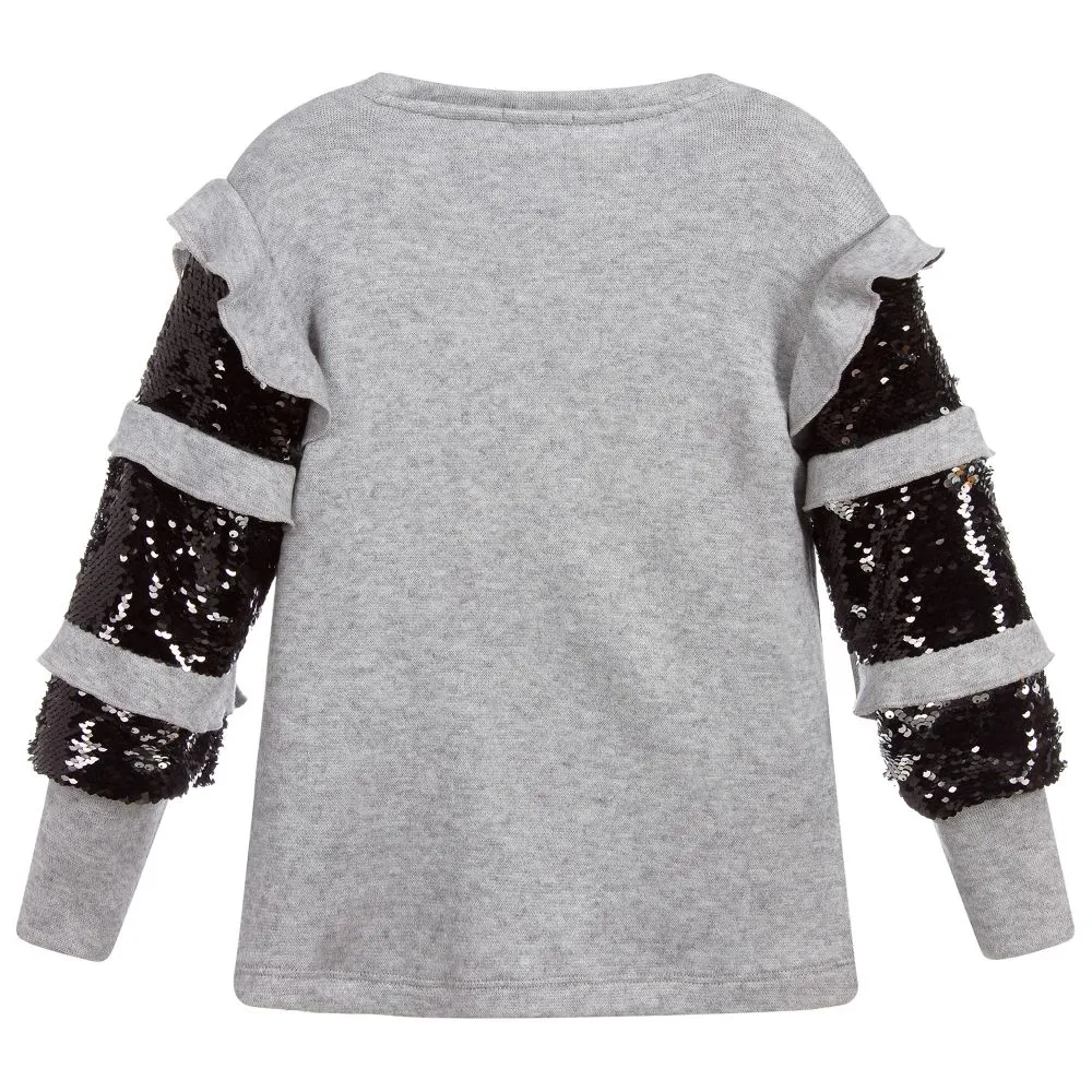 Grey Knitted Sequin Sweater 