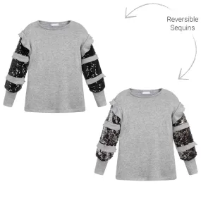 Grey Knitted Sequin Sweater 