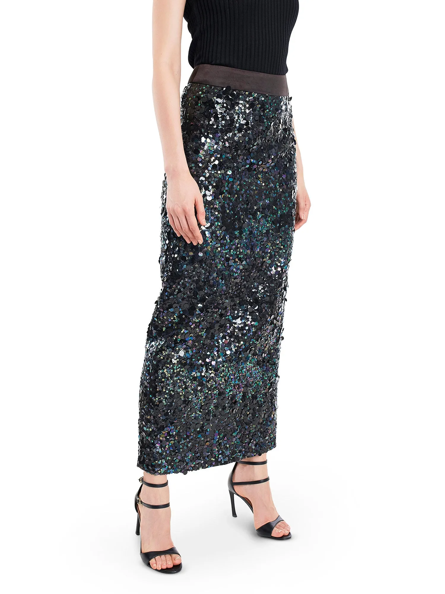 Hand Embroidered Long Sequin Skirt