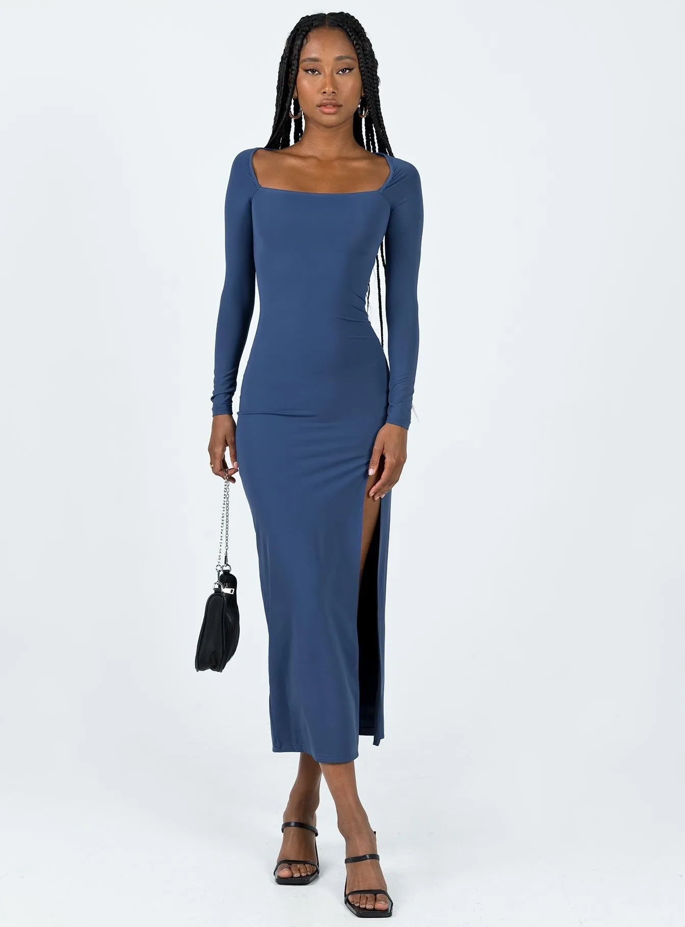 Hayward Long Sleeve Midi Dress Blue