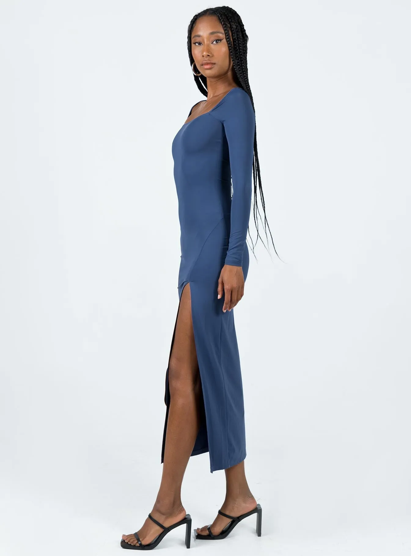 Hayward Long Sleeve Midi Dress Blue