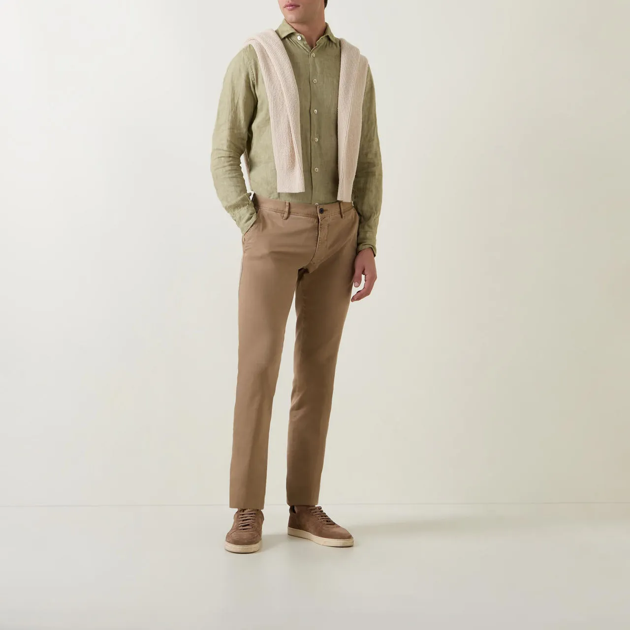 INCOTEX Mid-Rise Casual Chinos - Khaki